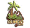 Logotipo oficial de Quindío.info con una palma de cera, montañas del Eje Cafetero y un grano de café.