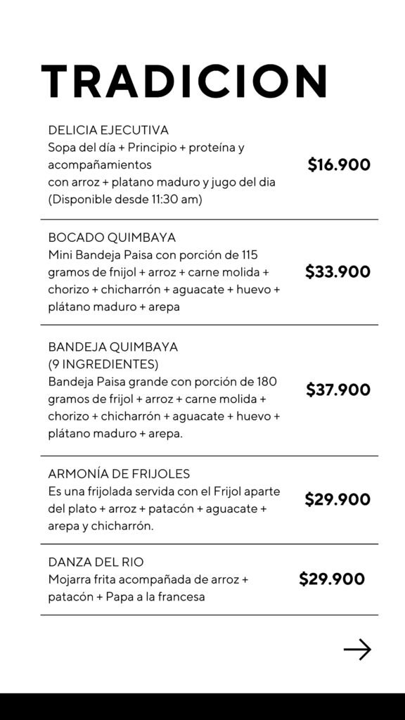 Tu historia menú digital parrilla minimalista blanco y negro