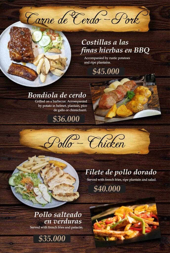 Menú Cerdo y Pollo Fonda de los Arrieros