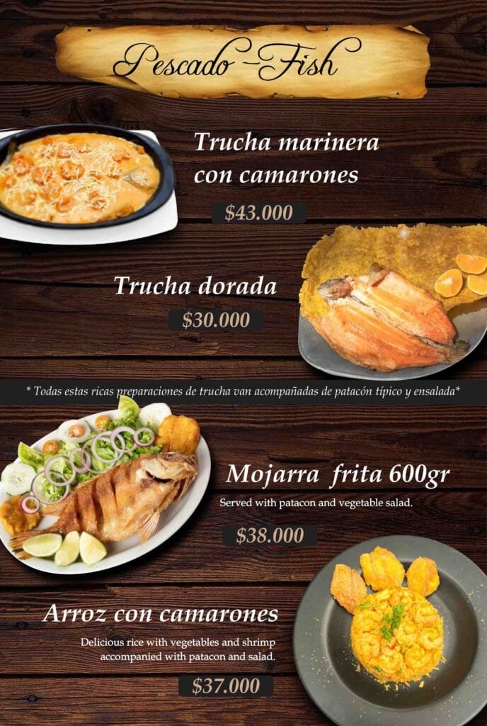 Menú Mojarra Frita y Arroz con Camarones Fonda de los Arrieros
