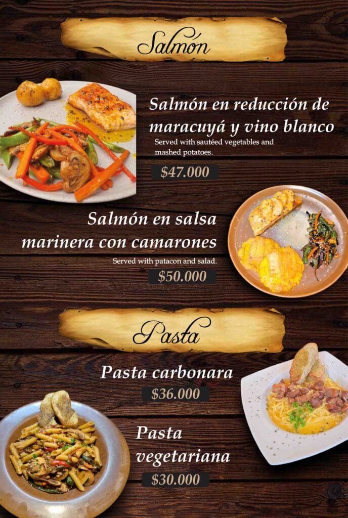 Menú Salmón y Pasta Fonda de los Arrieros