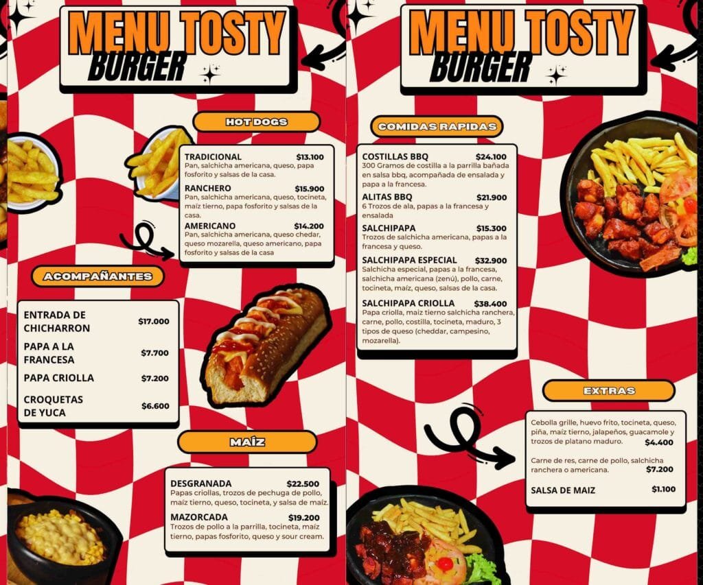 Menu Tosty Burger 2026 - 2