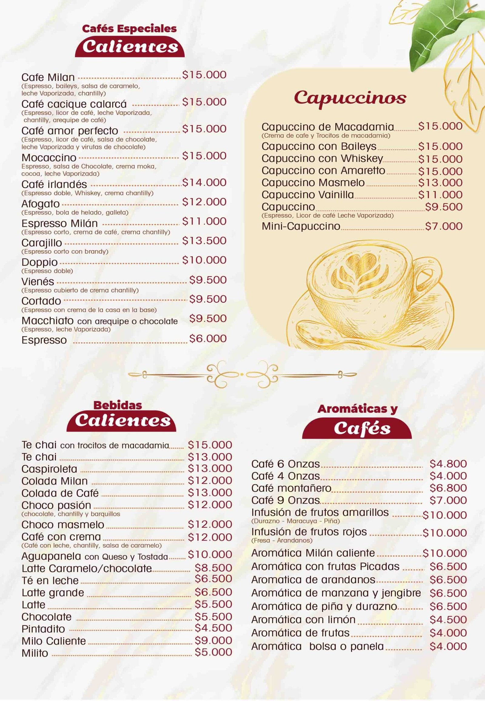 MENU MILAN 2026