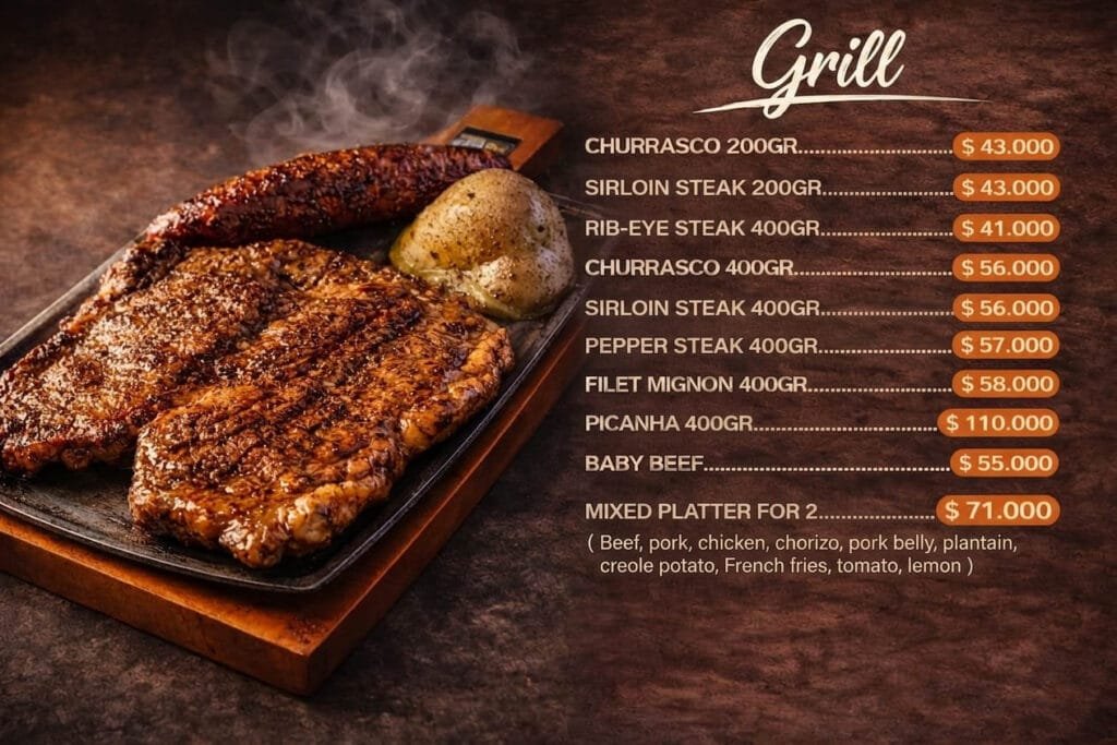 3 menú parrilla